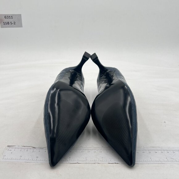 FOWT Black Solid Croc-Embossed Pointed Toe Thin Mid Heels Pumps Walking Shoes - Picture 7 of 8